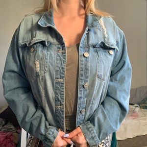 Heavy distressed jean jacket